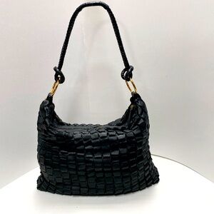 Via-Spiga black lamb skin leather shoulder bag